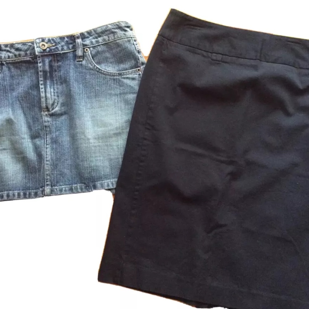 Y2K NWOT LOT 2 WOMENS SKIRTS JEAN & BLACK PENCIL SKIRT MERONA SQUEEZE SZ 8 & 9